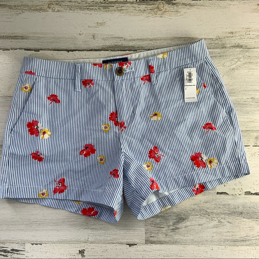 OLD NAVY NWT Blue Pinstripe Floral Shorts Size 4